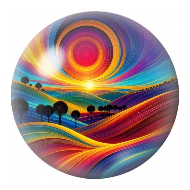 Cabochon en Verre Illustré Coucher de Soleil Abstrait 12 à 25mm