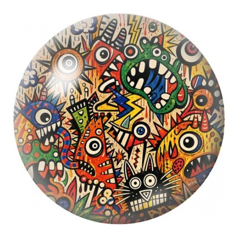 Cabochon en Verre Illustré Créature Doodle Colorée 12 à 25mm