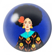 Cabochon en Verre Illustré Femme Afro aux Tulipes 12 à 25mm pour la Création de Bijoux Fantaisie - DIY