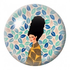 Cabochon en Verre Illustré Femme au Chignon parmi les Feuilles 12 à 25mm pour la Création de Bijoux Fantaisie - DIY