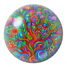 Cabochon en Verre Illustré Arbre de Vie Psychédélique 12 à 25mm pour la Création de Bijoux Fantaisie - DIY