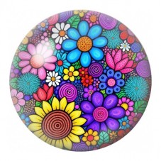 Cabochon en Verre Illustré Mandala Floral Foisonnant 12 à 25mm pour la Création de Bijoux Fantaisie - DIY