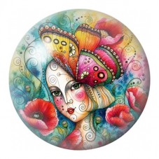 Cabochon en Verre Illustré Femme au Chapeau Papillon 12 à 25mm pour la Création de Bijoux Fantaisie - DIY
