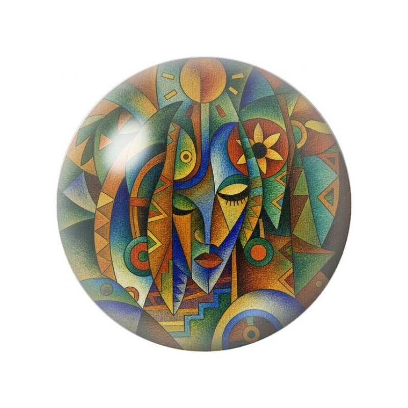 Cabochon en Verre Illustré Visages Cubistes 12 à 25mm