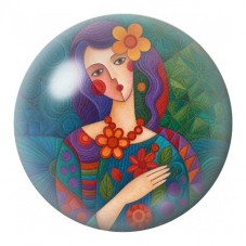 Cabochon en Verre Illustré Femme aux Fleurs Rouges 12 à 25mm pour la Création de Bijoux Fantaisie - DIY