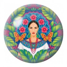 Cabochon en Verre Illustré Femme aux Papillons Tropicaux 12 à 25mm pour la Création de Bijoux Fantaisie - DIY