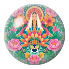 Cabochon en Verre Illustré Madone au Cœur Fleuri 12 à 25mm pour la Création de Bijoux Fantaisie - DIY