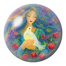 Cabochon en Verre Illustré Femme à l’Oiseau Blanc 12 à 25mm pour la Création de Bijoux Fantaisie - DIY