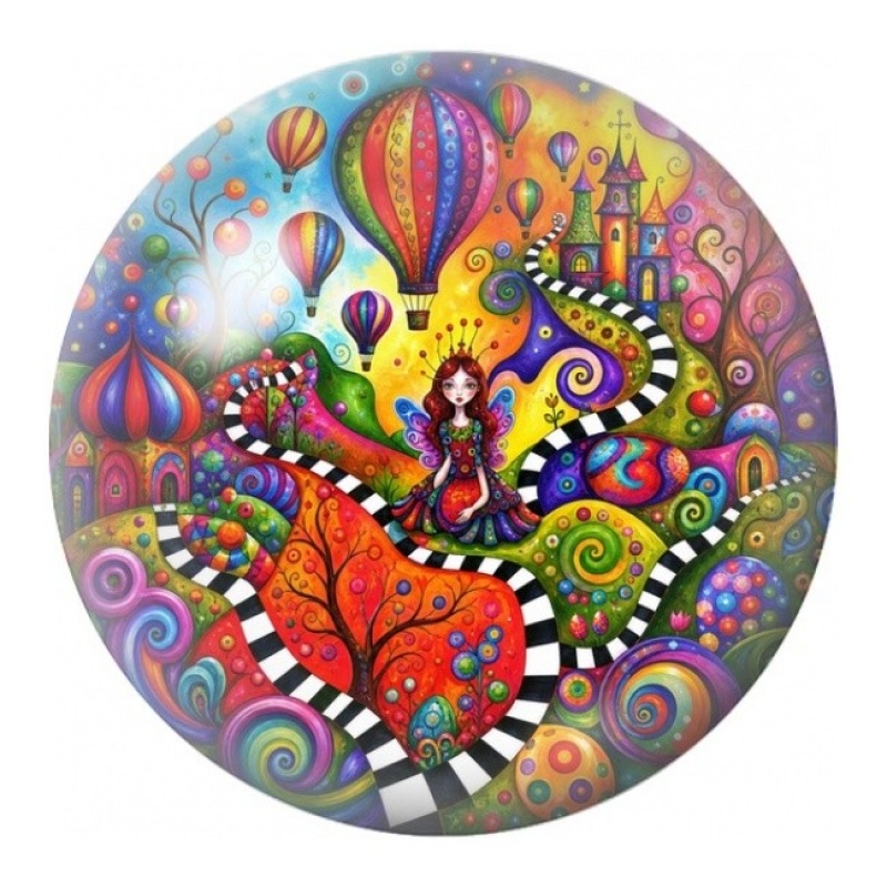 Cabochon en Verre Illustré Voyageuse en Montgolfière 12 à 25mm