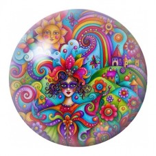 Cabochon en Verre Illustré Soleil et Fleurs Psychédéliques 12 à 25mm pour la Création de Bijoux Fantaisie - DIY