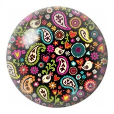 Cabochon en Verre Illustré Paisley sur Fond Noir 12 à 25mm pour la Création de Bijoux Fantaisie - DIY