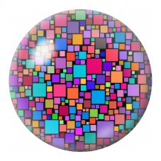 Cabochon en Verre Illustré Mosaïque de Carrés Colorés 12 à 25mm pour la Création de Bijoux Fantaisie - DIY
