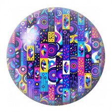 Cabochon en Verre Illustré Ville Abstraite Bleue 12 à 25mm pour la Création de Bijoux Fantaisie - DIY