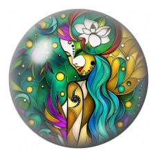Cabochon en Verre Illustré Femme et Oiseau Lotus 12 à 25mm pour la Création de Bijoux Fantaisie - DIY