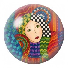 Cabochon en Verre Illustré Femme à la Coiffe Géométrique 12 à 25mm pour la Création de Bijoux Fantaisie - DIY