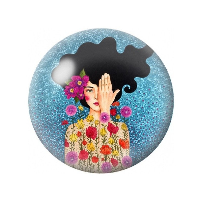 Cabochon en Verre Illustré Femme au Visage Caché 12 à 25mm