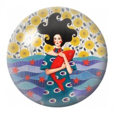 Cabochon en Verre Illustré Femme aux Étoiles de Mer 12 à 25mm pour la Création de Bijoux Fantaisie - DIY