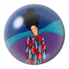 Cabochon en Verre Illustré Femme aux Tulipes Rouges 12 à 25mm pour la Création de Bijoux Fantaisie - DIY