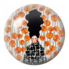Cabochon en Verre Illustré Femme parmi les Coquelicots 12 à 25mm pour la Création de Bijoux Fantaisie - DIY