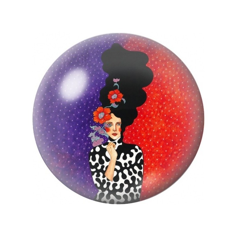 Cabochon en Verre Illustré Femme aux Roses Rouges 12 à 25mm