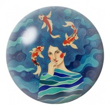 Cabochon en Verre Illustré Femme aux Poissons Volants 12 à 25mm pour la Création de Bijoux Fantaisie - DIY