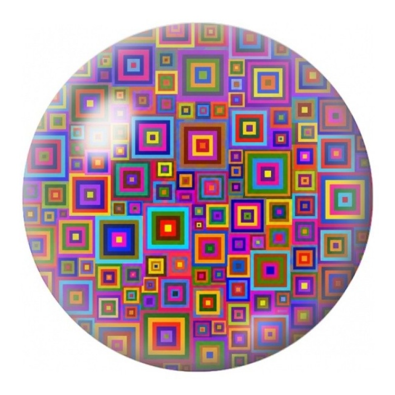 Cabochon en Verre Illustré Carrés Concentriques Colorés 12 à 25mm
