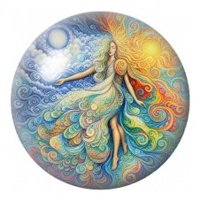 Cabochon en Verre Illustré Danseuse aux Volutes Dorées 12 à 25mm pour la Création de Bijoux Fantaisie - DIY