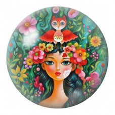 Cabochon en Verre Illustré Femme à la Couronne de Fleurs 12 à 25mm pour la Création de Bijoux Fantaisie - DIY
