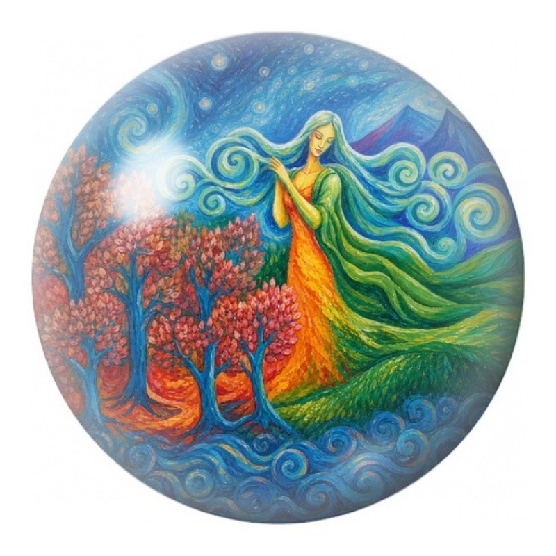 Cabochon en Verre Illustré Fée de la Forêt Rousse 12 à 25mm
