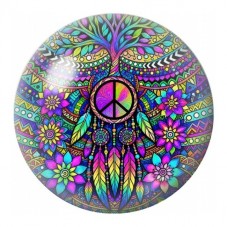 Cabochon en Verre Illustré Arbre de Paix Psychédélique 12 à 25mm pour la Création de Bijoux Fantaisie - DIY