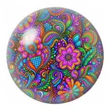 Cabochon en Verre Illustré Jardin Paisley Multicolore 12 à 25mm pour la Création de Bijoux Fantaisie - DIY