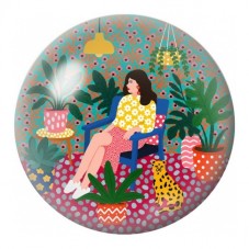 Cabochon en Verre Illustré Lectrice au Jardin Tropical 12 à 25mm pour la Création de Bijoux Fantaisie - DIY