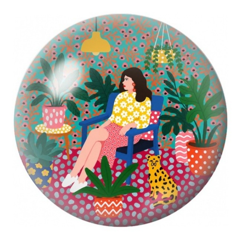 Cabochon en Verre Illustré Lectrice au Jardin Tropical 12 à 25mm