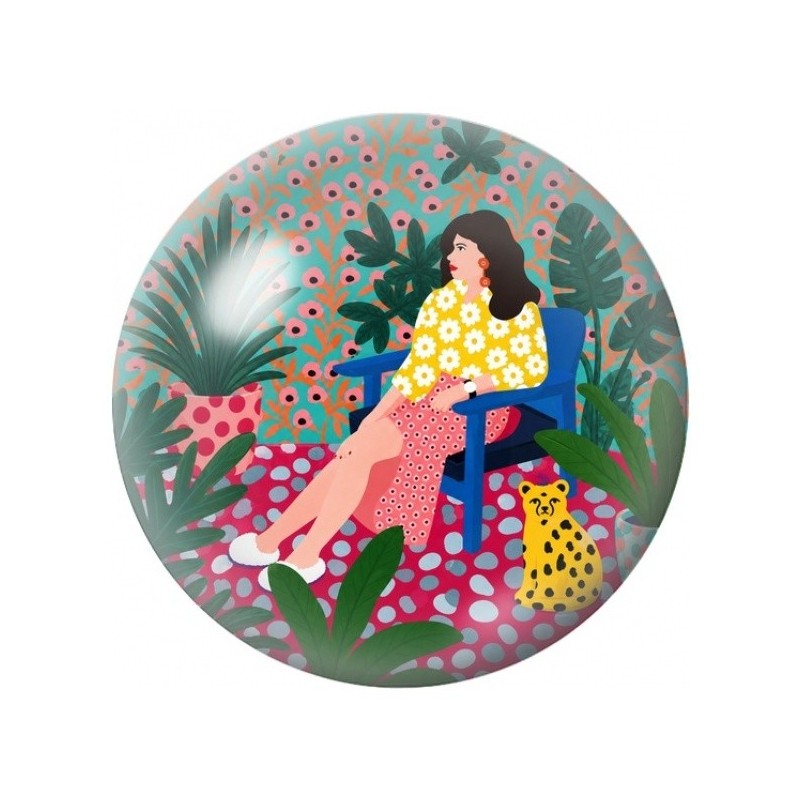 Cabochon en Verre Illustré Femme au Fauteuil Fleuri 12 à 25mm