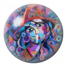 Cabochon en Verre Illustré Femme Cubiste au Chapeau 12 à 25mm pour la Création de Bijoux Fantaisie - DIY