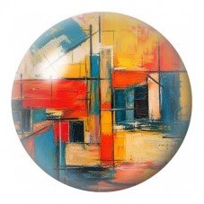 Cabochon en Verre Illustré Ville au Soleil Rouge 12 à 25mm pour la Création de Bijoux Fantaisie - DIY