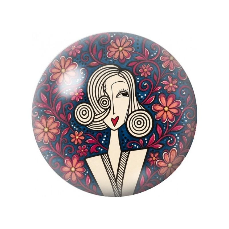 Cabochon en Verre Illustré Femme au Jardin Rétro 12 à 25mm