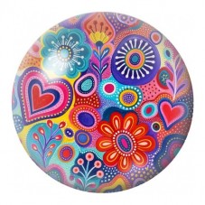 Cabochon en Verre Illustré Cœurs et Fleurs Colorés 12 à 25mm pour la Création de Bijoux Fantaisie - DIY