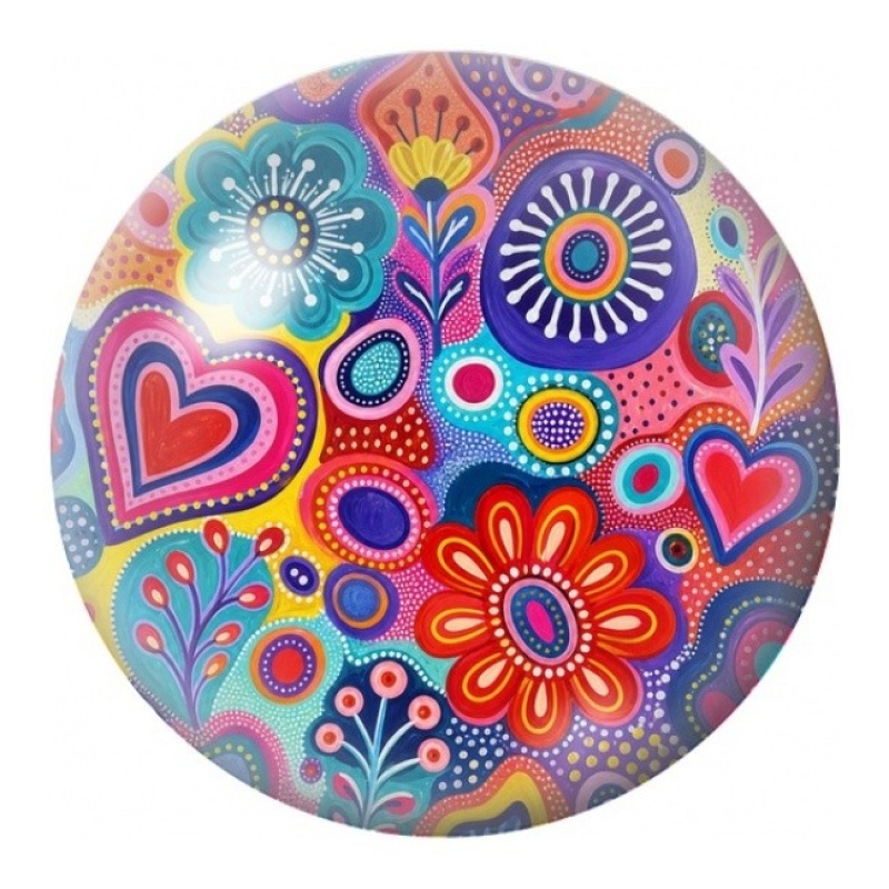 Cabochon en Verre Illustré Cœurs et Fleurs Colorés 12 à 25mm