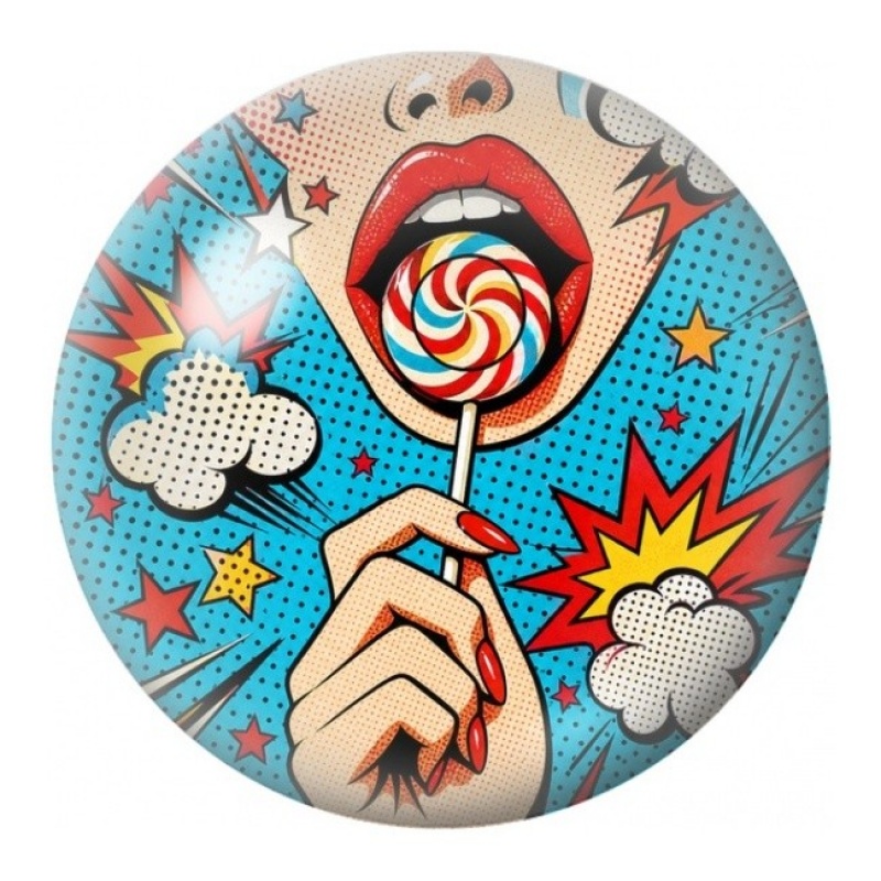 Cabochon en Verre Illustré Sucette Pop Art 12 à 25mm