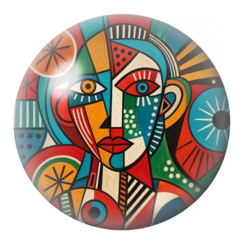 Cabochon en Verre Illustré Visage Cubiste Solaire 12 à 25mm