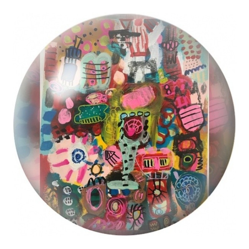 Cabochon en Verre Illustré Collage Urbain Rose 12 à 25mm