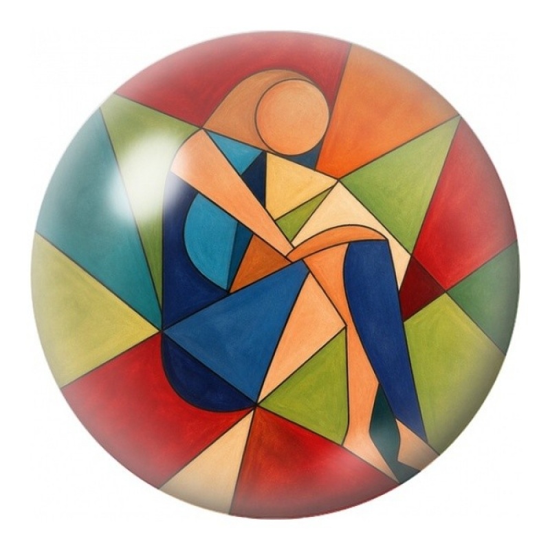 Cabochon en Verre Illustré Silhouette Géométrique Assise 12 à 25mm