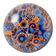 Cabochon en Verre Illustré Oiseau au Jardin Orange 12 à 25mm pour la Création de Bijoux Fantaisie - DIY