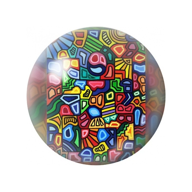 Cabochon en Verre Illustré Labyrinthe de Formes Colorées 12 à 25mm