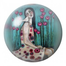 Cabochon en Verre Illustré Femme aux Coquelicots Brumeux 12 à 25mm pour la Création de Bijoux Fantaisie - DIY
