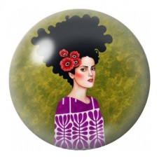 Cabochon en Verre Illustré Femme aux Fleurs Rouges 12 à 25mm pour la Création de Bijoux Fantaisie - DIY