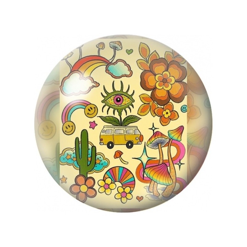 Cabochon en Verre Illustré Désert Hippie Coloré 12 à 25mm