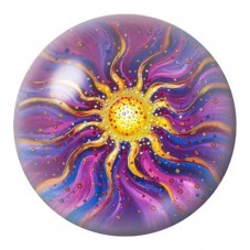 Cabochon en Verre Illustré Soleil aux Rayons Violets 12 à 25mm pour la Création de Bijoux Fantaisie - DIY