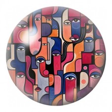 Cabochon en Verre Illustré Foule de Visages Cubistes 12 à 25mm pour la Création de Bijoux Fantaisie - DIY